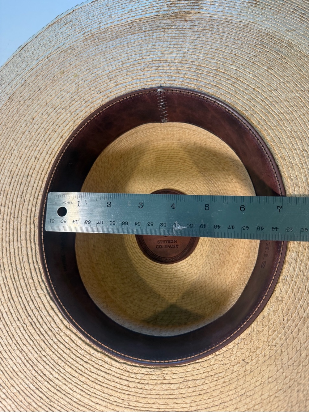 Stetson Natural Straw Wide-Brim Hat with Black Band Boater Palm Size XXL - Picture 5 of 8